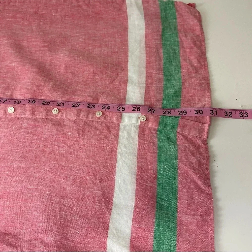 Boden Shirt Womens 4P Petite Pink Green White Button Up Cotton Collared Tunic - Picture 10 of 10